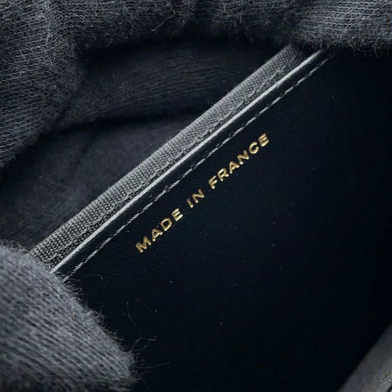 シャネル ミニチェーンウォレット カードケース マトラッセ キャビアスキン フェイクパール CHANEL 財布 黒