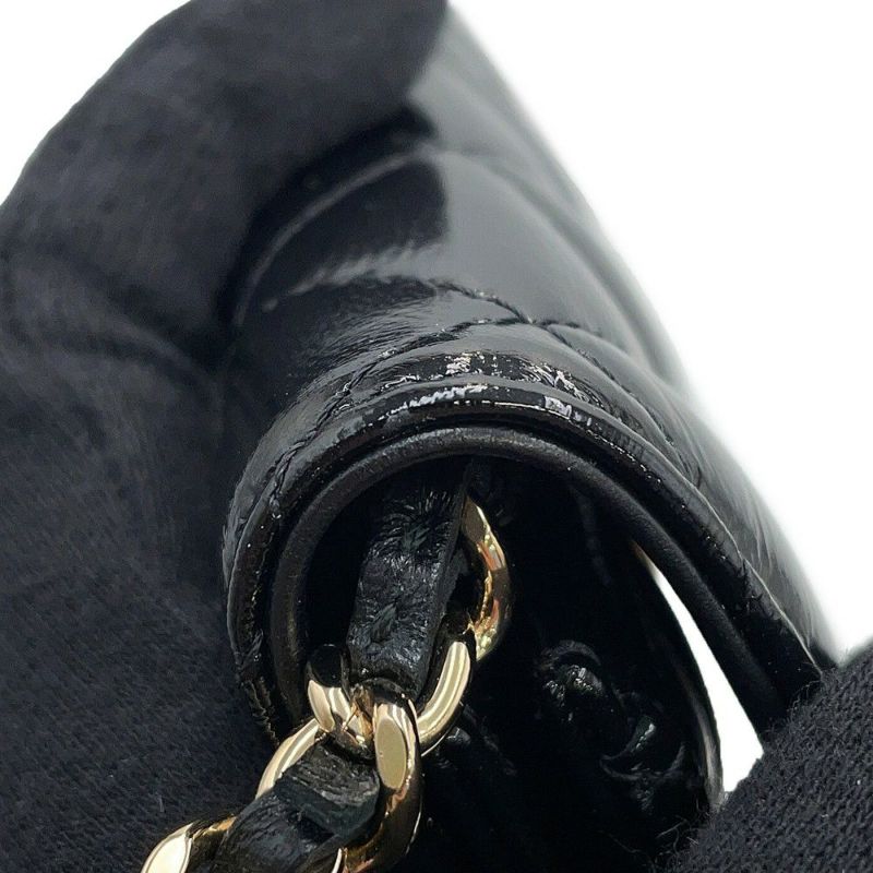 シャネル チェーンウォレット スモール チェーンクラッチ リボン シャイニーラムスキン AP4466 CHANEL 財布 黒