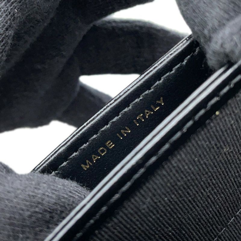 シャネル チェーンウォレット スモール チェーンクラッチ リボン シャイニーラムスキン AP4466 CHANEL 財布 黒