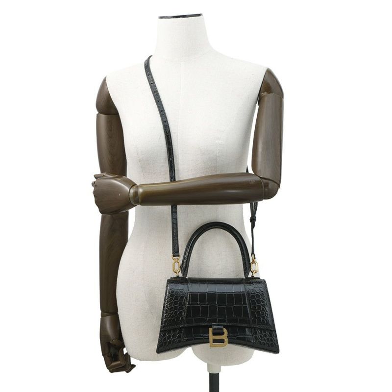 バレンシアガ ハンドバッグ アワーグラス Hourglass スモール レザー 593546 BALENCIAGA  2way 黒