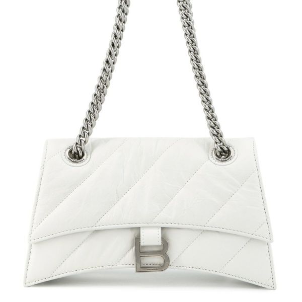 バレンシアガ チェーンショルダーバッグ クラッシュ Crush スモール レザー 716351 BALENCIAGA 白