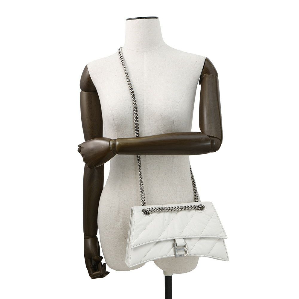 バレンシアガ チェーンショルダーバッグ クラッシュ Crush スモール レザー 716351 BALENCIAGA 白