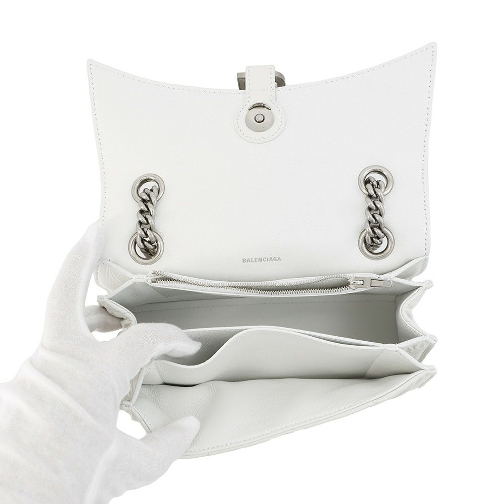 バレンシアガ チェーンショルダーバッグ クラッシュ Crush スモール レザー 716351 BALENCIAGA 白