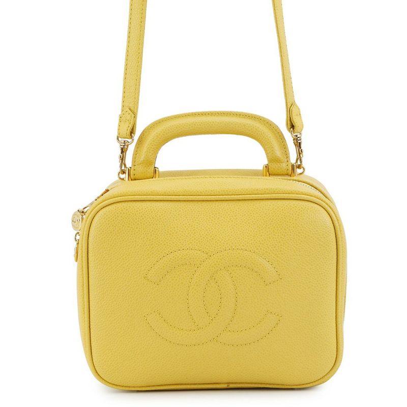 シャネル ショルダーバッグ ココマーク トップハンドル バニティバッグ キャビアスキン A07060 CHANEL