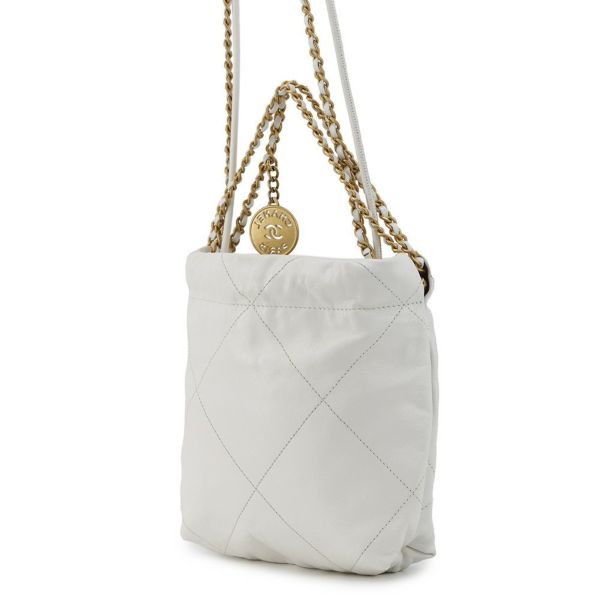 シャネル ハンドバッグ CHANEL 22 ミニ ココマーク シャイニーカーフレザー AS3980 CHANEL 2way 白