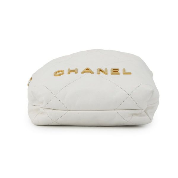 シャネル ハンドバッグ CHANEL 22 ミニ ココマーク シャイニーカーフレザー AS3980 CHANEL 2way 白