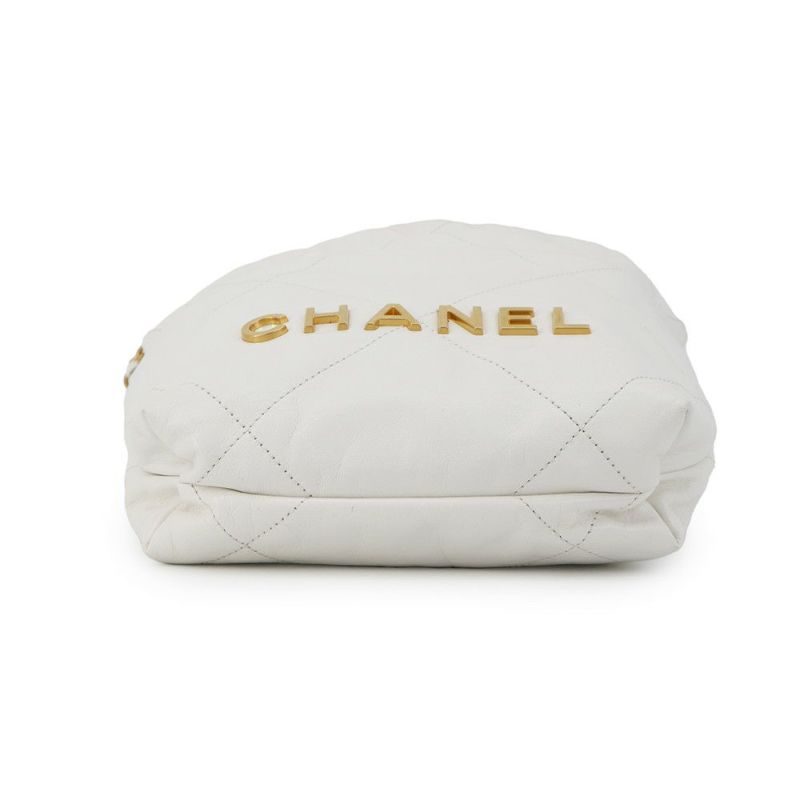 シャネル ハンドバッグ CHANEL 22 ミニ ココマーク シャイニーカーフレザー AS3980 CHANEL 2way 白