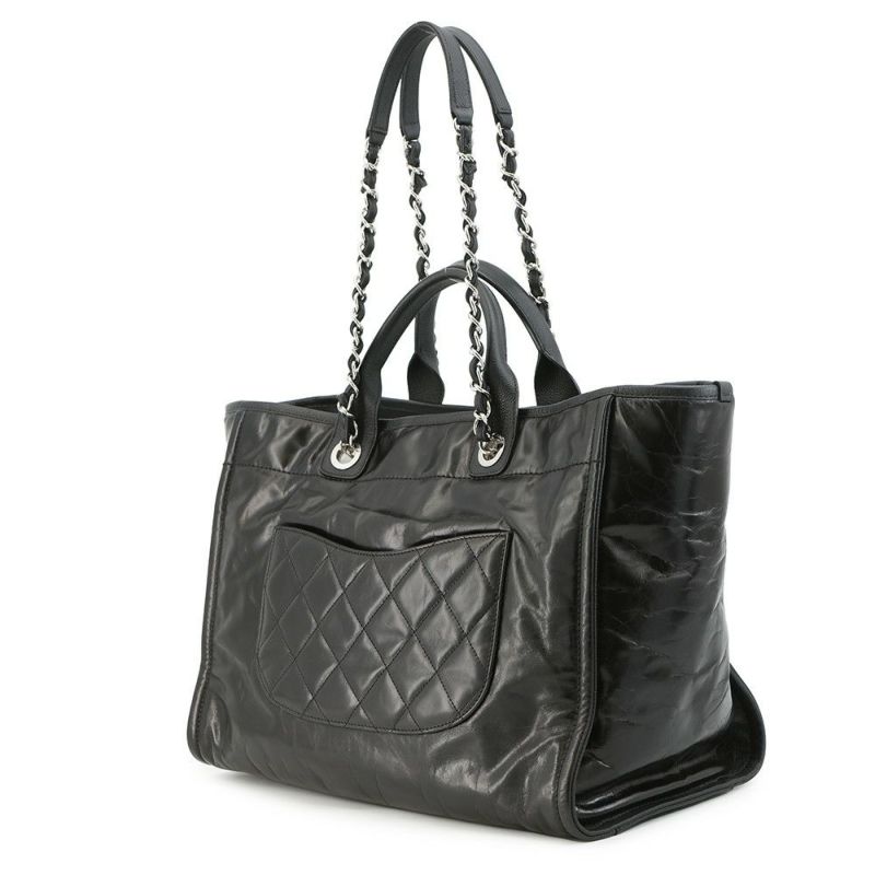 シャネル トートバッグ ドーヴィル ココマーク ラージ レザー CHANEL 2way 黒
