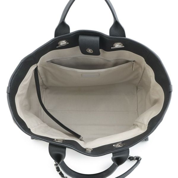 シャネル トートバッグ ドーヴィル ココマーク ラージ レザー CHANEL 2way 黒