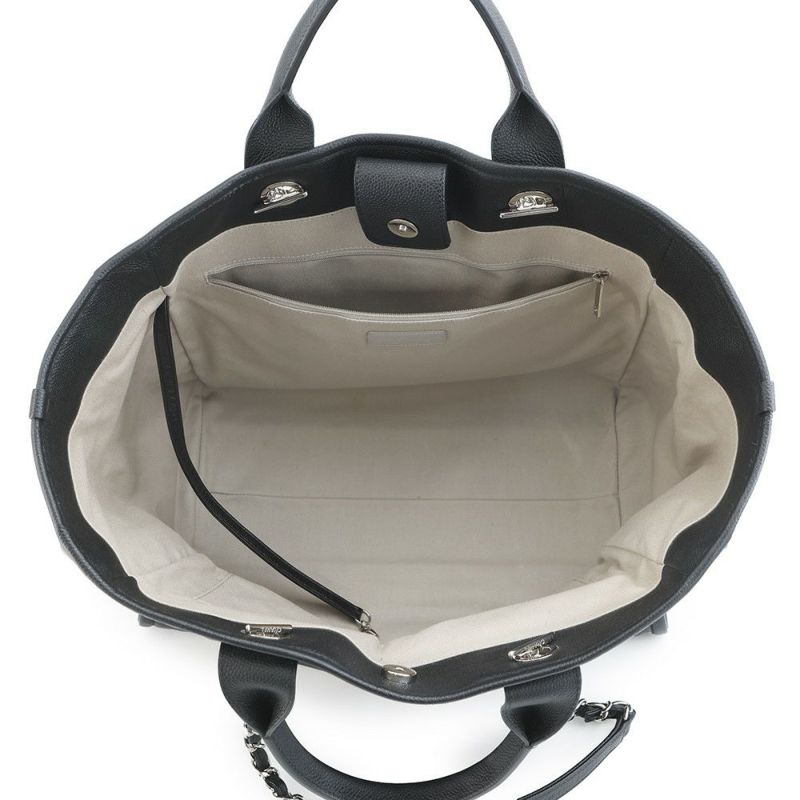 シャネル トートバッグ ドーヴィル ココマーク ラージ レザー CHANEL 2way 黒