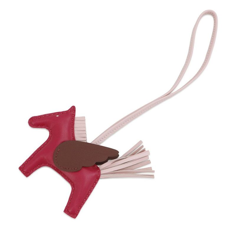 エルメス バッグチャーム ロデオPM ペガサス フランボワーズ/ローズサクラ/ルージュセリエ ラムスキン B刻印