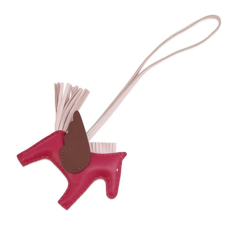 エルメス バッグチャーム ロデオPM ペガサス フランボワーズ/ローズサクラ/ルージュセリエ ラムスキン B刻印