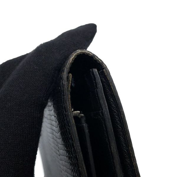 エルメス 長財布 ベアンスフレ ブラック/シルバー金具 リザード □L刻印 HERMES 財布 黒