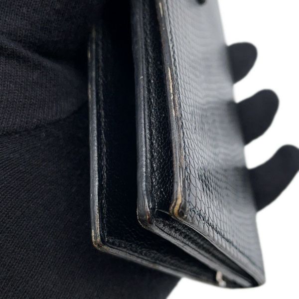 エルメス 長財布 ベアンスフレ ブラック/シルバー金具 リザード □L刻印 HERMES 財布 黒