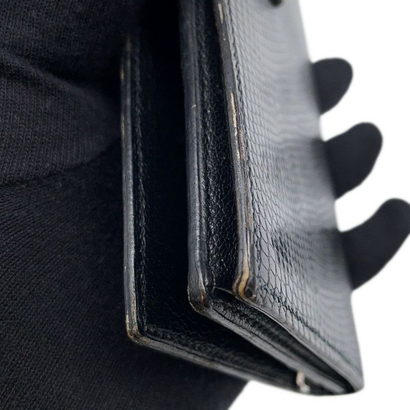 エルメス 長財布 ベアンスフレ ブラック/シルバー金具 リザード □L刻印 HERMES 財布 黒