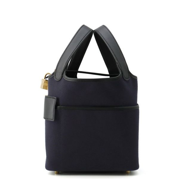 エルメス ハンドバッグ ピコタンロックPM カーゴ ブルーマリン/ブラック/ゴールド金具 トワルゴエラン/スイフト U刻印