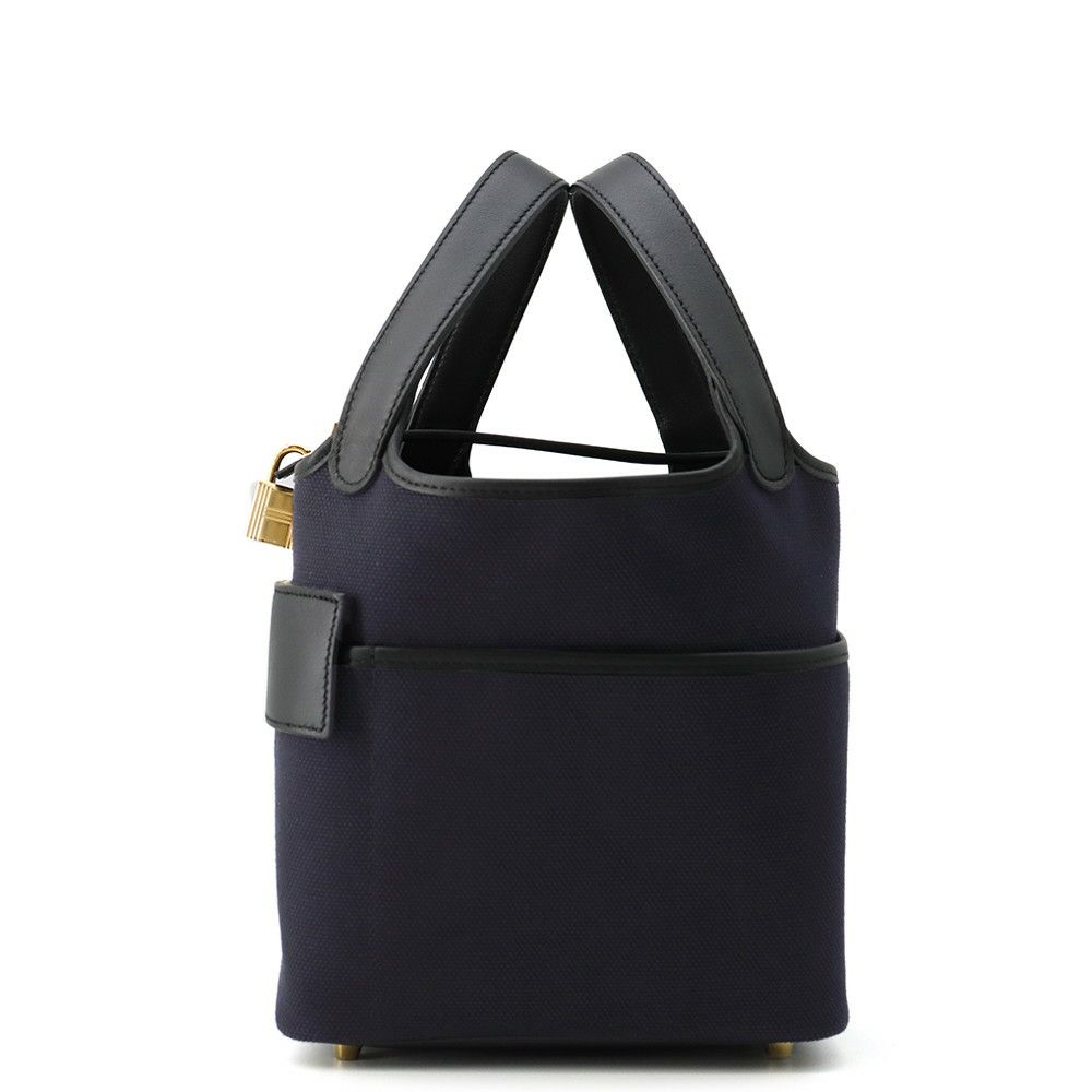 エルメス ハンドバッグ ピコタンロックPM カーゴ ブルーマリン/ブラック/ゴールド金具 トワルゴエラン/スイフト U刻印