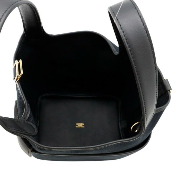 エルメス ハンドバッグ ピコタンロックPM カーゴ ブルーマリン/ブラック/ゴールド金具 トワルゴエラン/スイフト U刻印