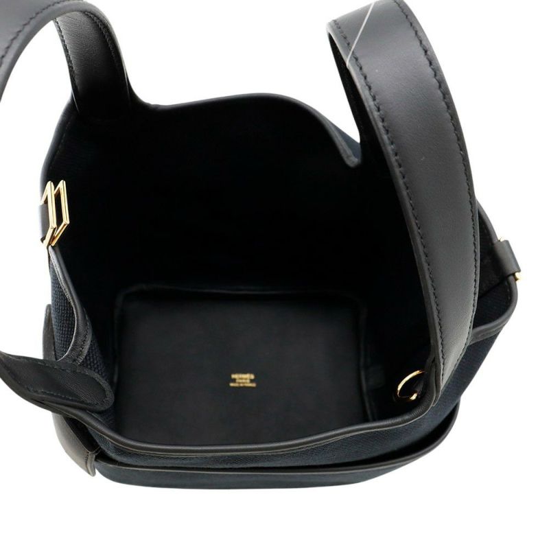 エルメス ハンドバッグ ピコタンロックPM カーゴ ブルーマリン/ブラック/ゴールド金具 トワルゴエラン/スイフト U刻印