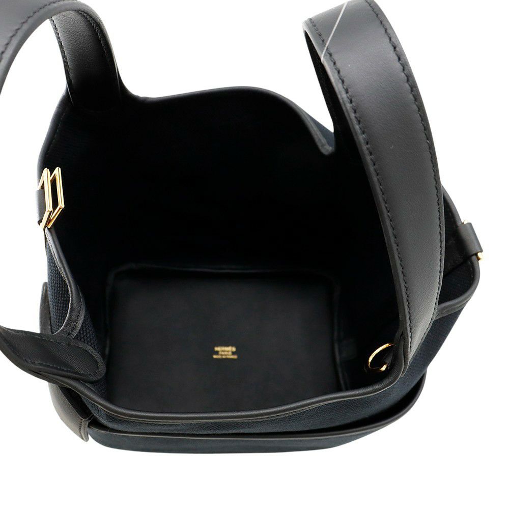 エルメス ハンドバッグ ピコタンロックPM カーゴ ブルーマリン/ブラック/ゴールド金具 トワルゴエラン/スイフト U刻印