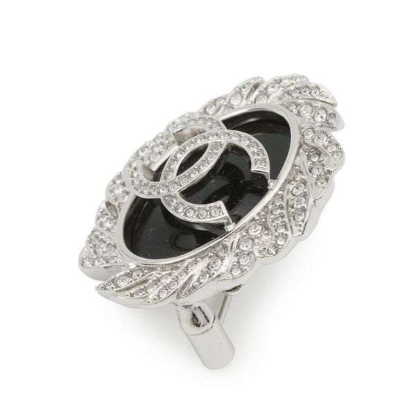 シャネル ブローチ ココマーク ラインストーン B25S CAHNEL アクセサリー 黒