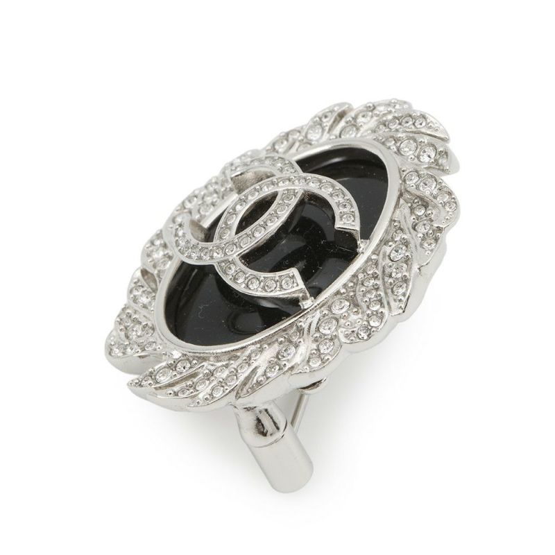 シャネル ブローチ ココマーク ラインストーン B25S CAHNEL アクセサリー 黒