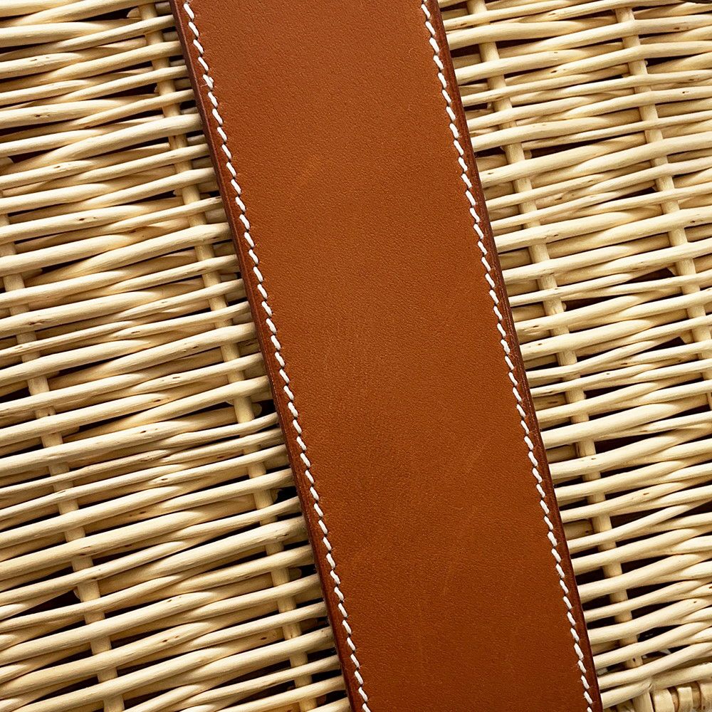 エルメス ハンドバッグ ケリー35 ピクニック ナチュラル/フォーブ/シルバー金具 ラタン/バレニア □O刻印