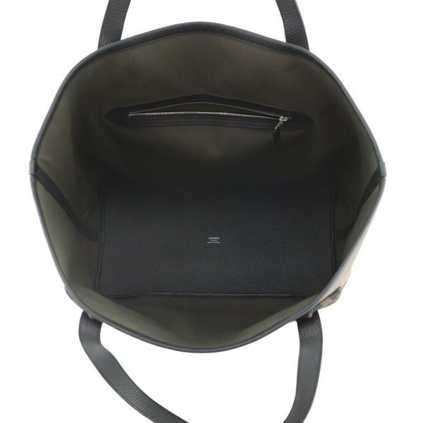 エルメス トートバッグ ピュール サングル ヴェールブロンズ/ブラック/エベンヌ/シルバー金具 トワルミリタリー/トリヨンクレマンス U刻印