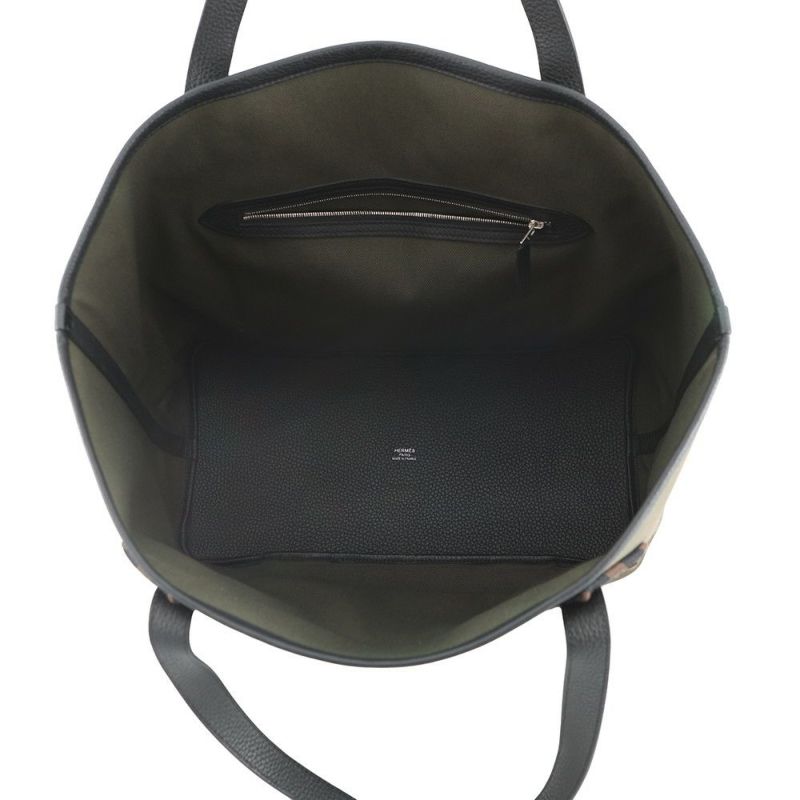 エルメス トートバッグ ピュール サングル ヴェールブロンズ/ブラック/エベンヌ/シルバー金具 トワルミリタリー/トリヨンクレマンス U刻印