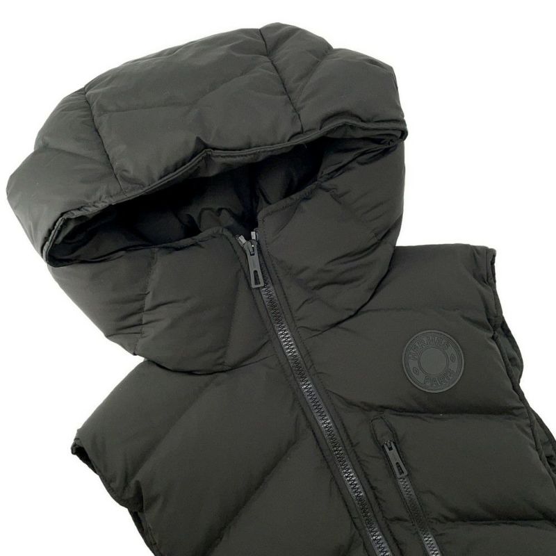 エルメス ダウンベスト セリエ ワッペン ノースリーブダウン レディースサイズ36 HERMES アウター 黒