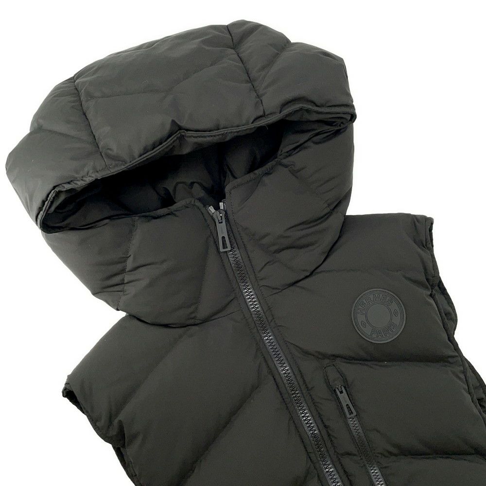 エルメス ダウンベスト セリエ ワッペン ノースリーブダウン レディースサイズ36 HERMES アウター 黒