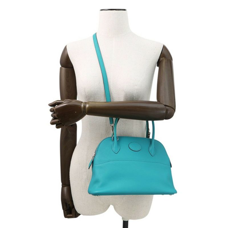 エルメス ハンドバッグ ボリード27 ブルーパオン/シルバー金具 スイフト X刻印 2wayショルダー