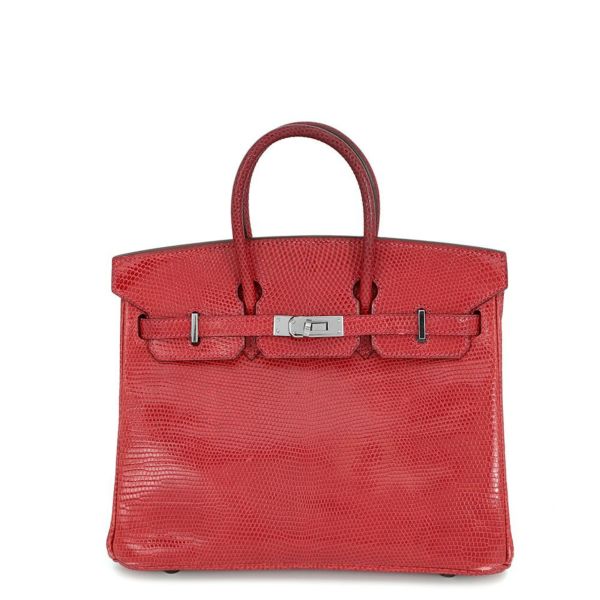 エルメス バーキン25 ルージュモワイヤン/ルテニウム金具 リザード □J刻印 HERMES Birkin ハンドバッグ