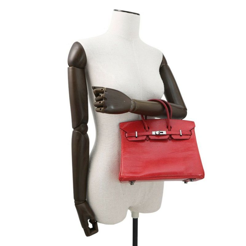 エルメス バーキン25 ルージュモワイヤン/ルテニウム金具 リザード □J刻印 HERMES Birkin ハンドバッグ
