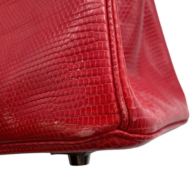 エルメス バーキン25 ルージュモワイヤン/ルテニウム金具 リザード □J刻印 HERMES Birkin ハンドバッグ