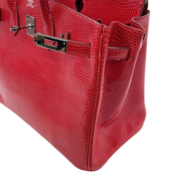 エルメス バーキン25 ルージュモワイヤン/ルテニウム金具 リザード □J刻印 HERMES Birkin ハンドバッグ