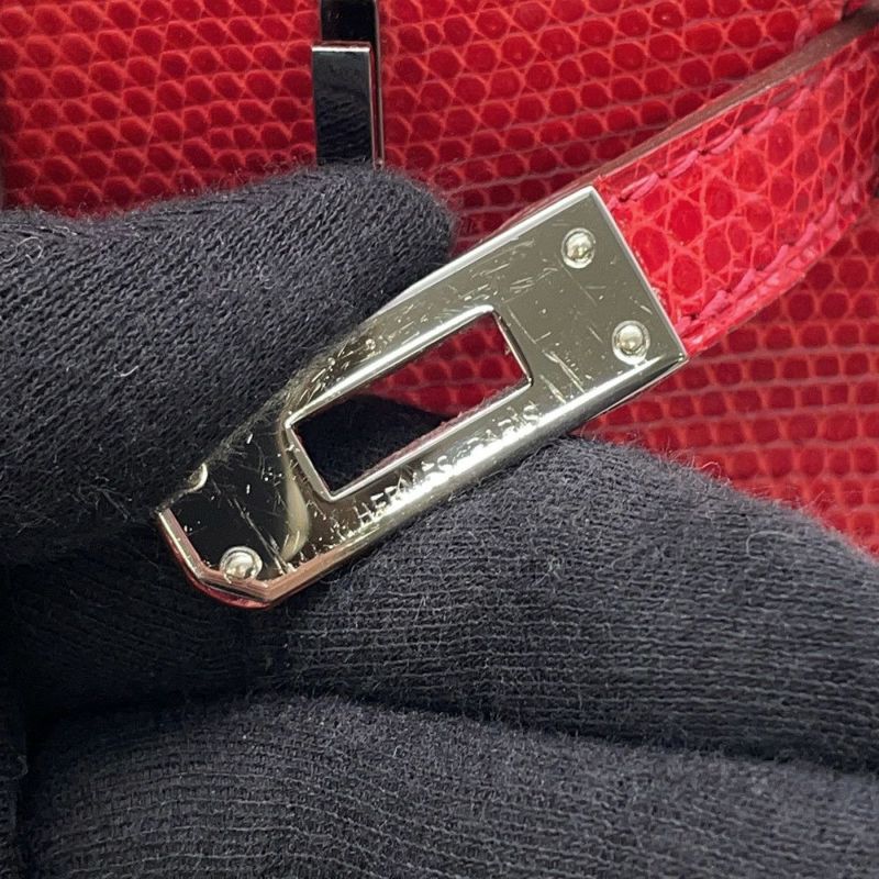 エルメス バーキン25 ルージュモワイヤン/ルテニウム金具 リザード □J刻印 HERMES Birkin ハンドバッグ