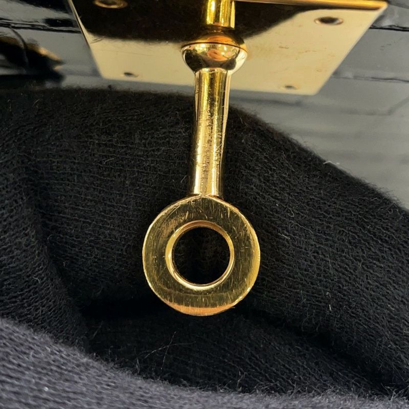 エルメス ハンドバッグ ケリー28 外縫い ブラック/ゴールド金具 アリゲーターシャイン 〇V刻印 2wayショルダー 黒