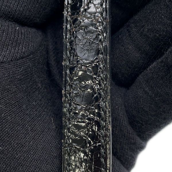 エルメス ハンドバッグ ケリー28 外縫い ブラック/ゴールド金具 アリゲーターシャイン 〇V刻印 2wayショルダー 黒