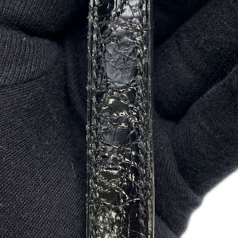 エルメス ハンドバッグ ケリー28 外縫い ブラック/ゴールド金具 アリゲーターシャイン 〇V刻印 2wayショルダー 黒