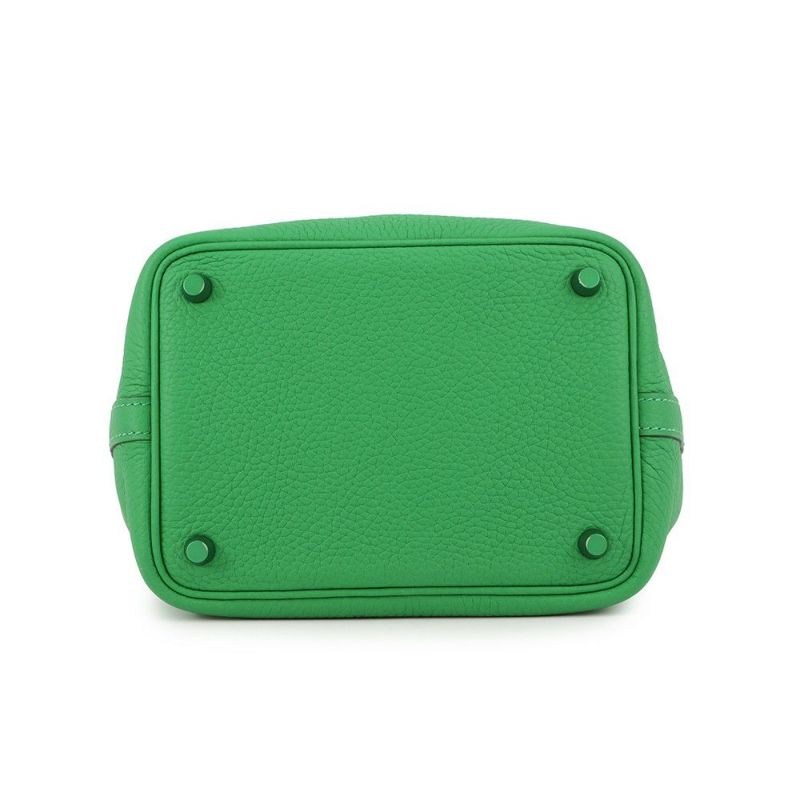 エルメス ハンドバッグ ピコタンロックMM モノクローム バンブー/グリーン金具 トリヨンクレマンス B刻印