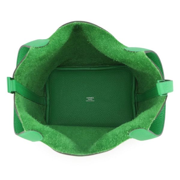 エルメス ハンドバッグ ピコタンロックMM モノクローム バンブー/グリーン金具 トリヨンクレマンス B刻印