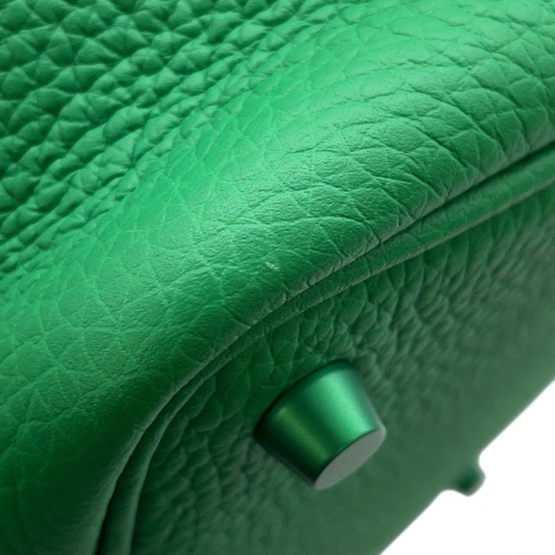 エルメス ハンドバッグ ピコタンロックMM モノクローム バンブー/グリーン金具 トリヨンクレマンス B刻印