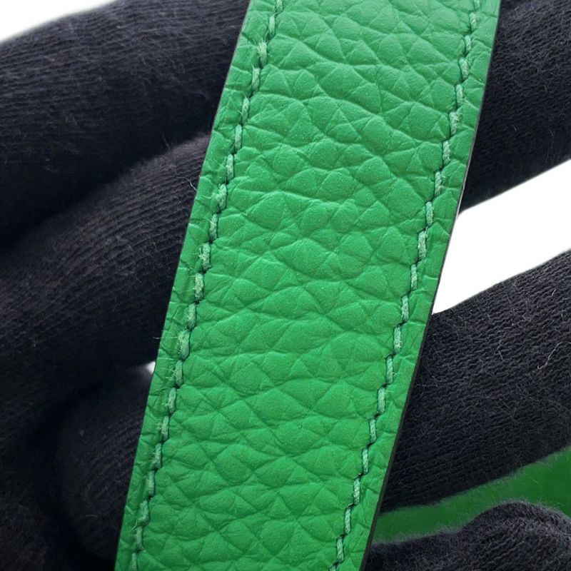 エルメス ハンドバッグ ピコタンロックMM モノクローム バンブー/グリーン金具 トリヨンクレマンス B刻印