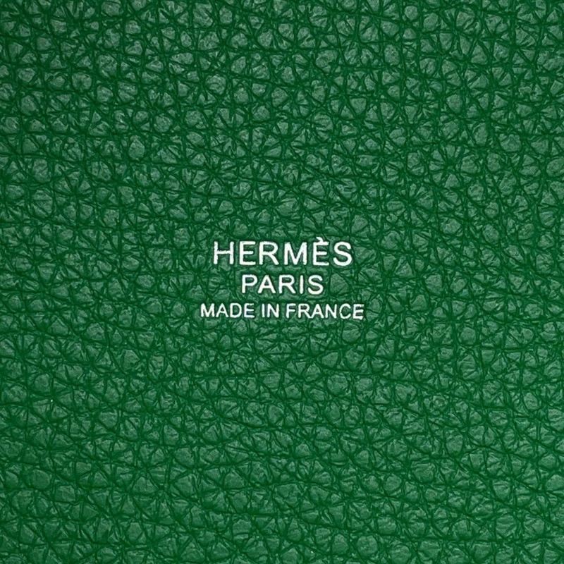 エルメス ハンドバッグ ピコタンロックMM モノクローム バンブー/グリーン金具 トリヨンクレマンス B刻印