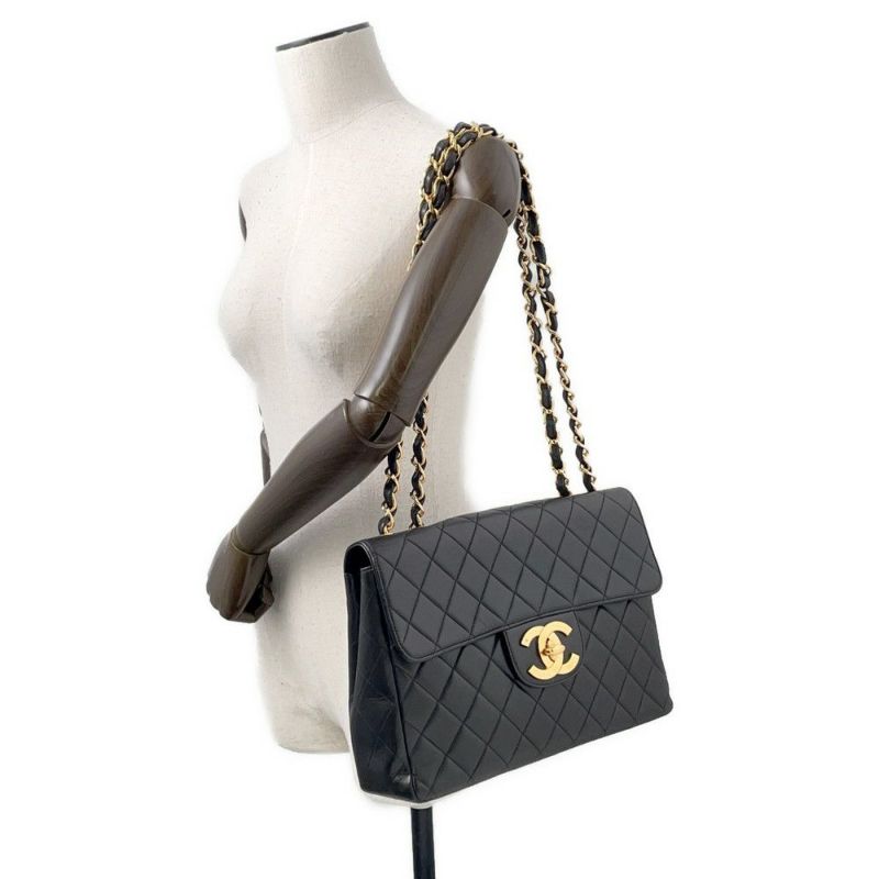 シャネル チェーンショルダーバッグ マトラッセ30 ココマーク ラムスキン A04412 CHANEL デカマト 黒