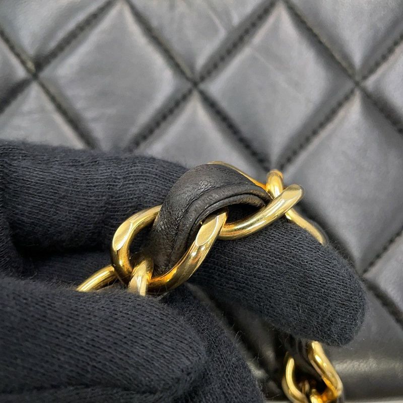 シャネル チェーンショルダーバッグ マトラッセ30 ココマーク ラムスキン A04412 CHANEL デカマト 黒