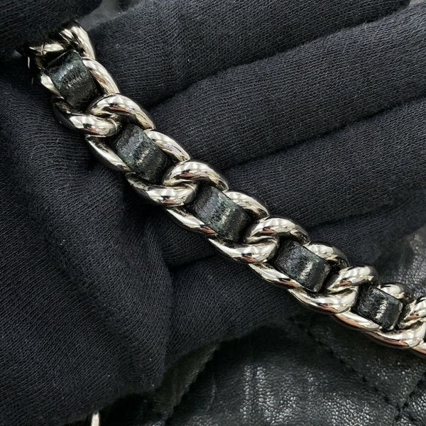 シャネル チェーンショルダーバッグ マトラッセ チェーンアラウンド レザー CHANEL 黒