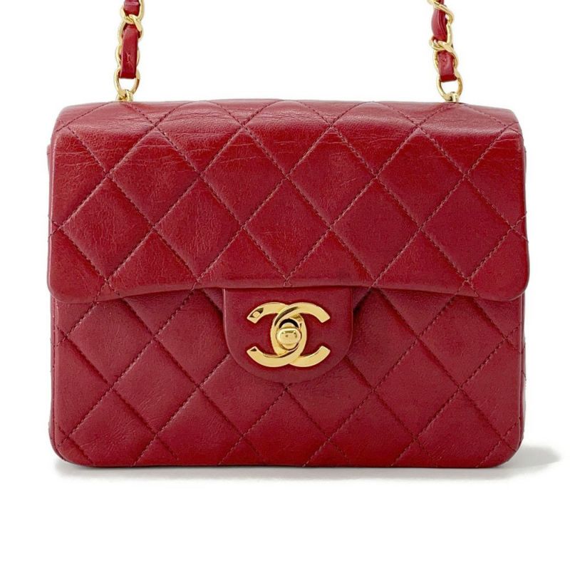 シャネル チェーンショルダーバッグ ミニマトラッセ ココマーク ラムスキン CHANEL ミニマト