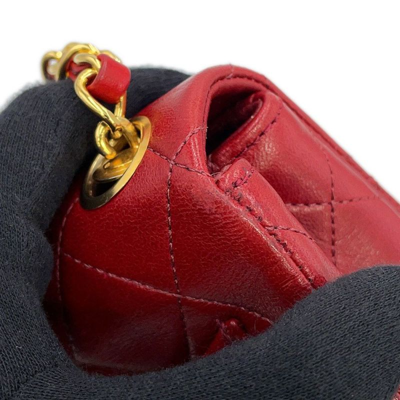 シャネル チェーンショルダーバッグ ミニマトラッセ ココマーク ラムスキン CHANEL ミニマト